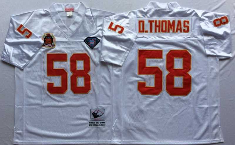 Chiefs 58 Derrick Thomas White M&N Throwback Jersey